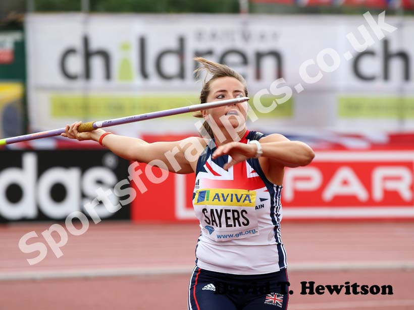 Goldie Sayers with a National record in the javelin, 2012 Samsung Diamond League, Crystal Palace, London.
